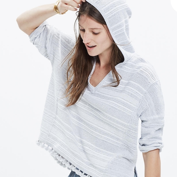 Madewell Short-Sleeve Fringe Hoodie - Picture 1 of 8